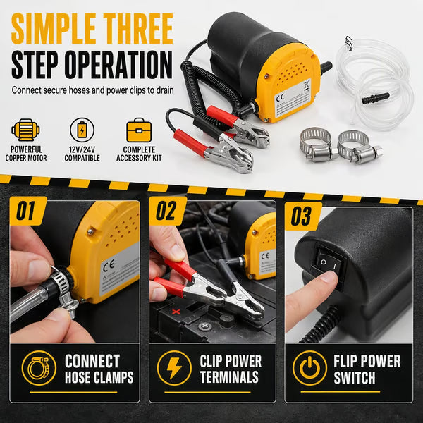 🔧💥Voltaris™🔧 12V/24V Electric Oil Transfer Pump – Self-Priming Fluid Extractor ⚡