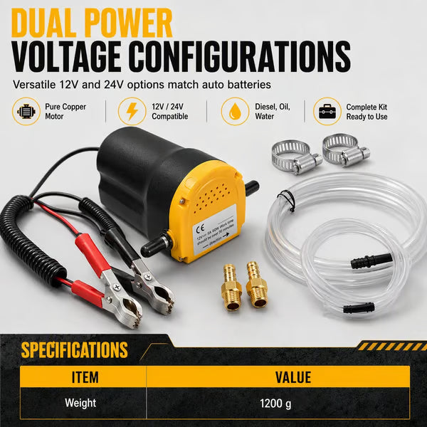 🔧💥Voltaris™🔧 12V/24V Electric Oil Transfer Pump – Self-Priming Fluid Extractor ⚡